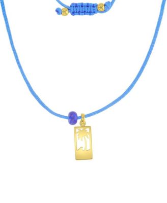 Waterproof Yellow Palm Tree Labradorite Adjustable Necklace