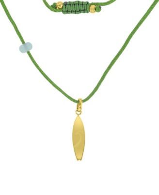 Waterproof Yellow Surfboard Green Aventurine Adjustable Necklace