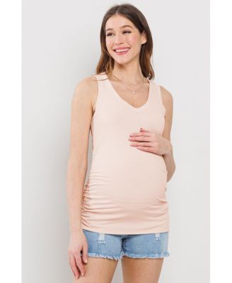 Maternity Side Ruched Ribbed Tank Top