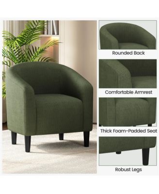1 piece Corduroy Fabric Upholstered Accent Barrel Chair