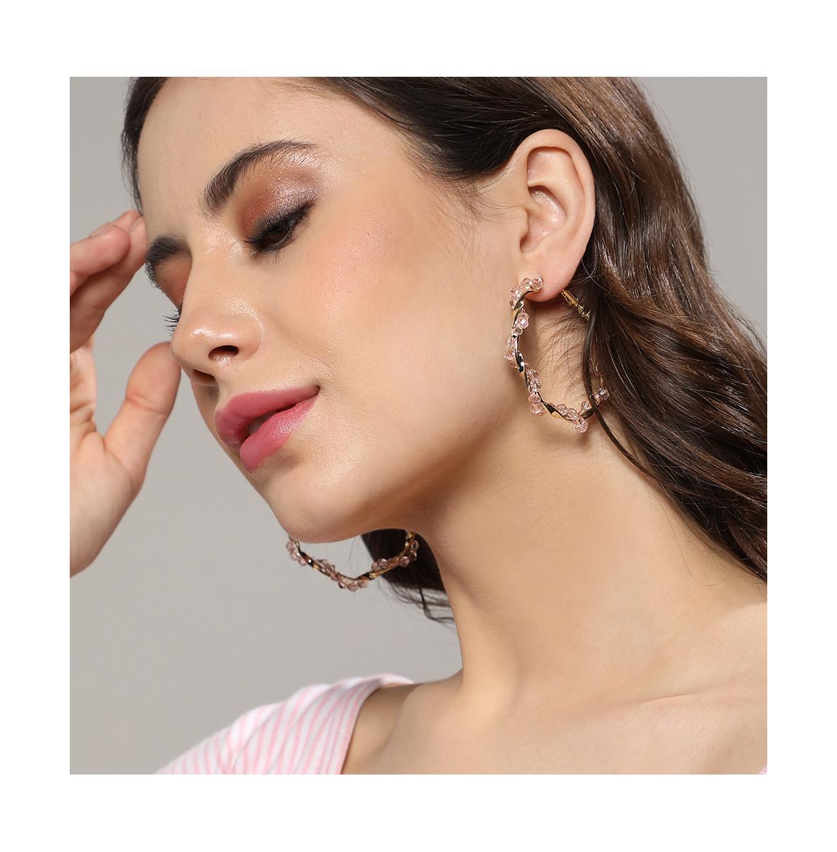 Sohi Beaded Twist Hoop Earrings