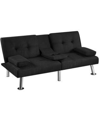 Fabric Upholstered Convertible Futon Sofa Bed for Small Space