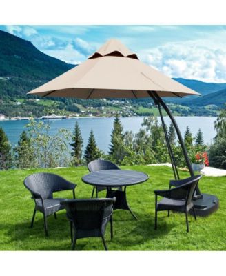 11 Feet Outdoor Cantilever Hanging Umbrella with Base and Wheels