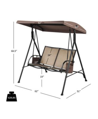 LUCKY ONE 2-Person Patio Swing with Adjustable Canopy and 2 Storage Pocket