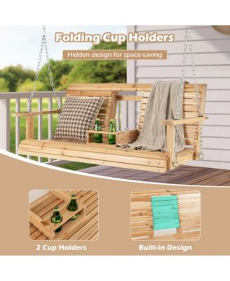 LUCKY ONE 5 Feet Porch Swing Chair with Adjustable Chains and Foldable Cup Holders