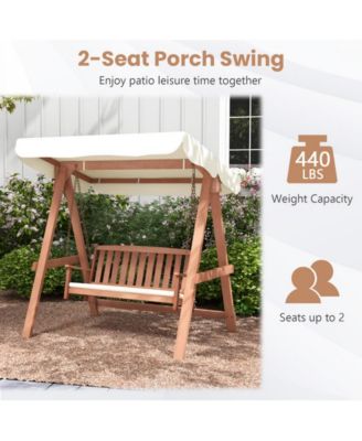 Outdoor 2-Seat Swing Bench w/ith A Frame and Sturdy Metal Hanging Chainsx