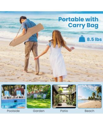 6.5 Feet Thatched Tiki Umbrella with Foldable Stand Push Button Tilt