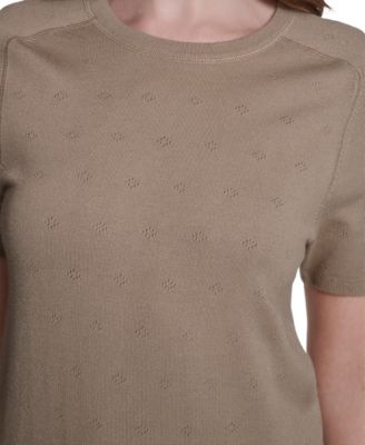 Women's Pointelle Short-Sleeve Sweater