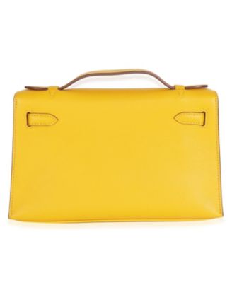 Pre-Owned Hermes Jaune Ambre Swift Kelly Pochette GHW