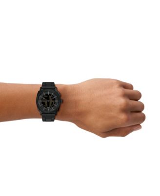 Men's Machine Big Tic Black Stainless Steel Watch, 41mm