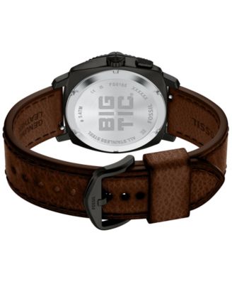 Men's Machine Big Tic Brown Leather Watch, 41mm