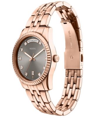 Women's Scarlette Three-Hand Day-Date Rose Gold-Tone Stainless Steel Watch, 34mm