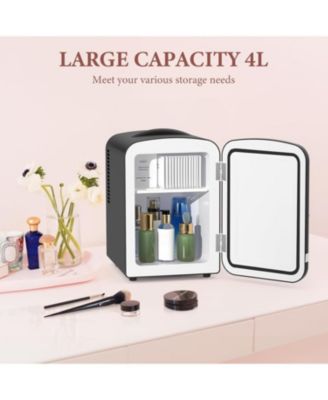 Retro Mini Fridge, Compact Refrigerator with 4L Capacity/6 Cans Cooler & Warmer, Removable Shelf for Skincare, Beverages, Cosmetics