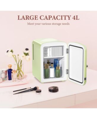 Retro Mini Fridge, Compact Refrigerator with 4L Capacity/6 Cans Cooler & Warmer, Removable Shelf for Skincare, Beverages, Cosmetics