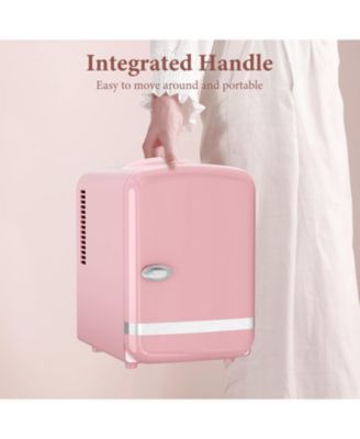 Retro Mini Fridge, Compact Refrigerator with 4L Capacity/6 Cans Cooler & Warmer, Removable Shelf for Skincare, Beverages, Cosmetics