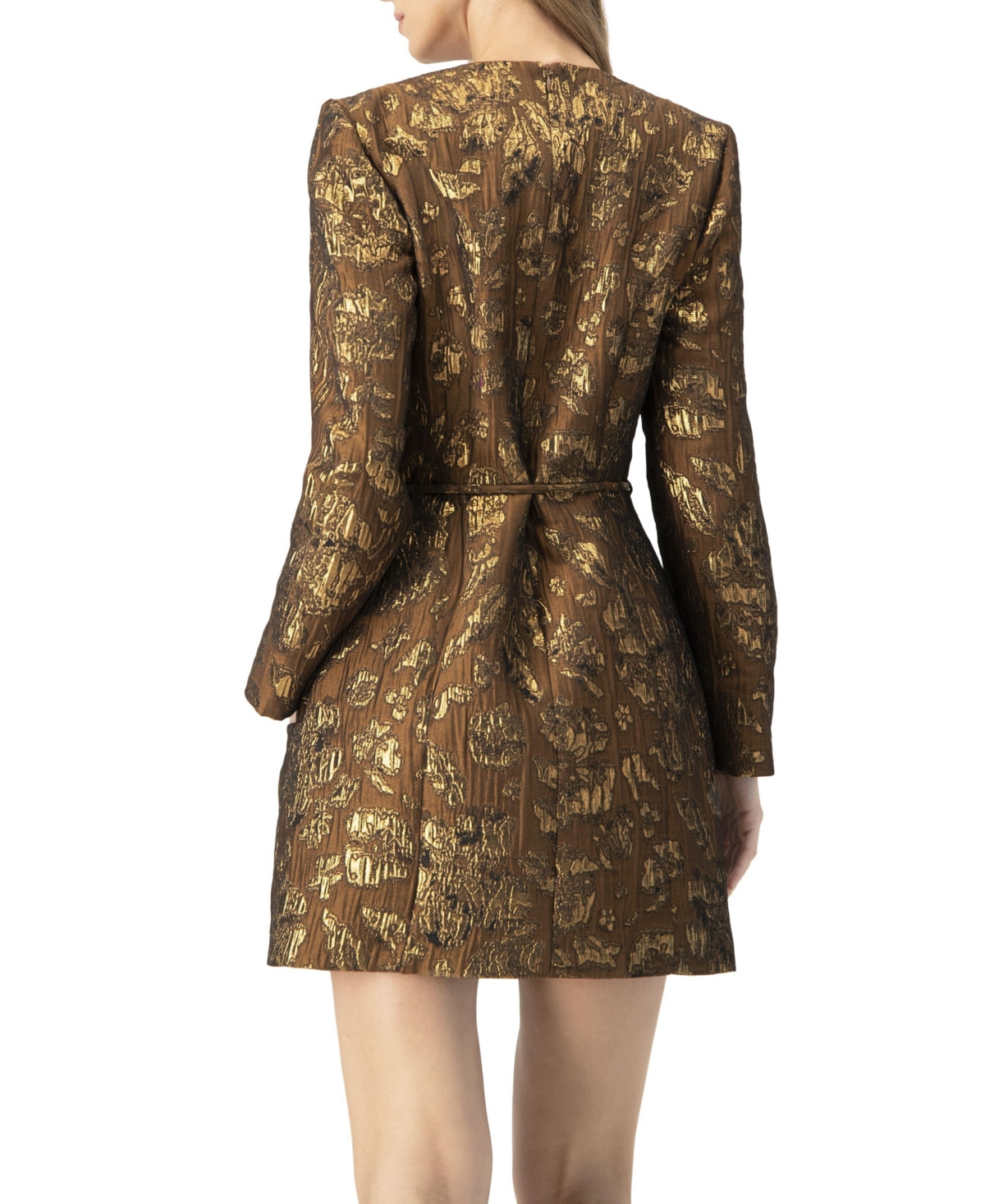 Ivonne Women's Jacquard Short Crossed V-Neck Dress with Pockets