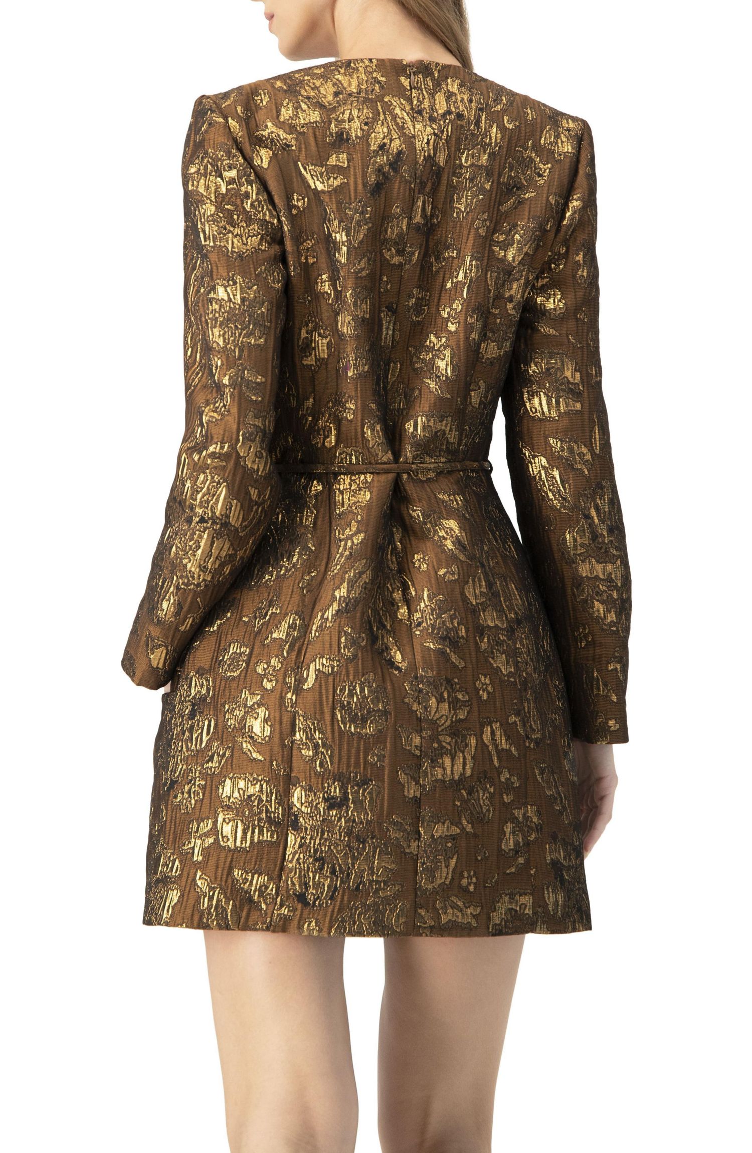 Women's Jacquard Short Crossed V-Neck Dress with Pockets