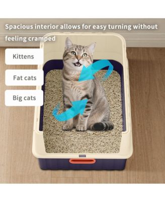 Easy-Clean Cat Litter Box with Pull-Out Drawer