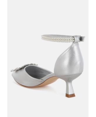 Womens Onkana Diamante Brooch Kitten Heel Sandals