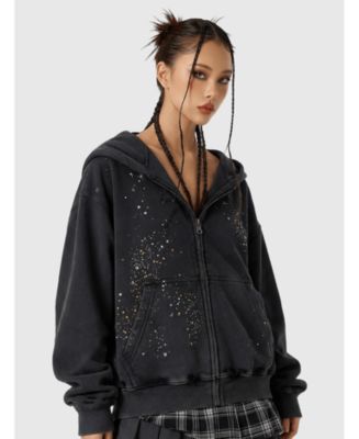 AELFRIC EDEN Women's Rhinestone Boxy Zip Up V302 Hoodie - Macy's