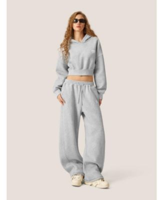 Women's Cloud Essential Fleece Cropped Pullover Hoodie Set