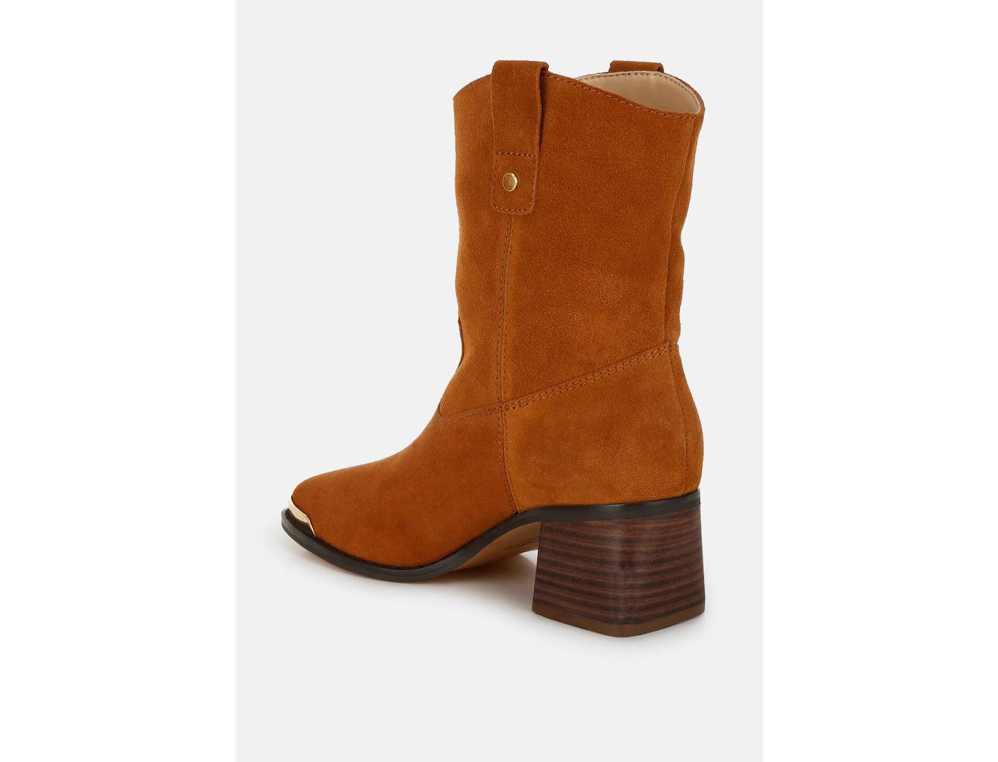 Женские ботинки Rag & Co London Rag Emberly Suede Square Toe Ankle, цвет: Бежевый / Хаки — фото 4