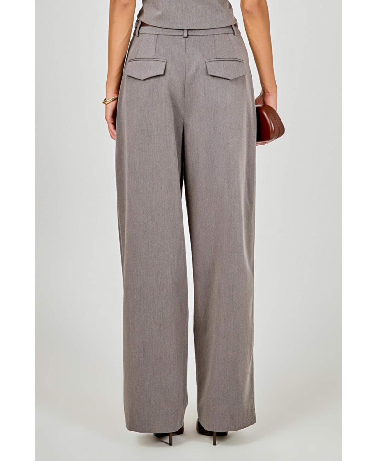 endless rose Women's Relaxed Trouser with Pleats.