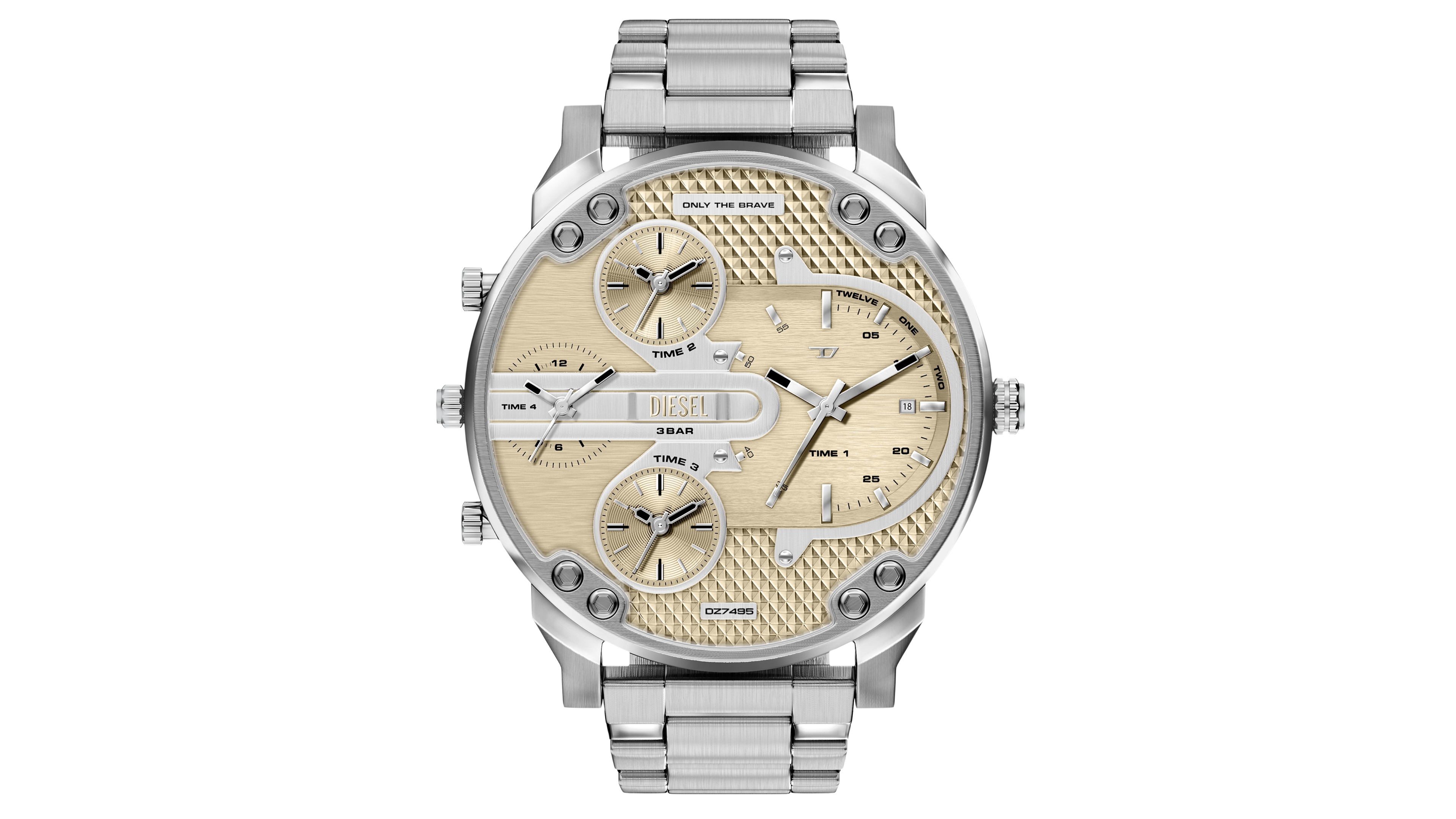 Diesel Men's Mr. Daddy Slim Quartz Multifunction Silver Stainless Steel Watch, 54mm