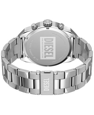 Men's Spiked Quartz Chronograph Silver Stainless Steel Watch, 49mm