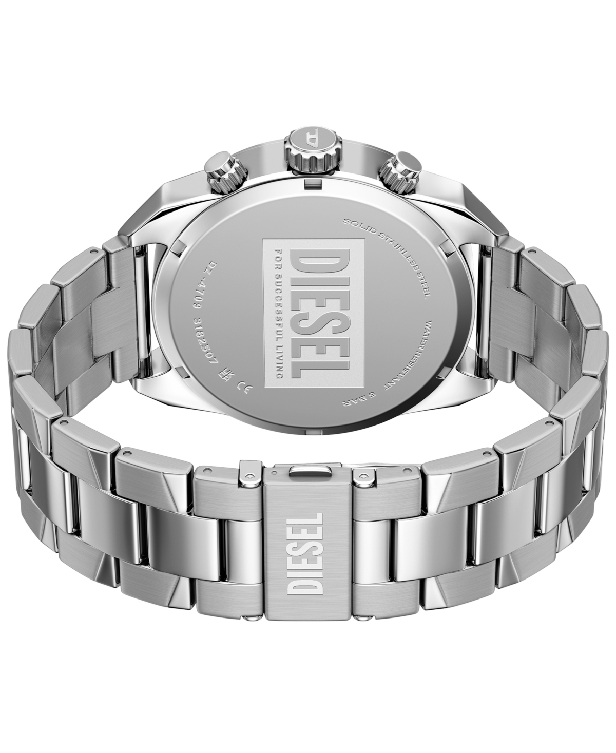 Diesel Men's Spiked Quartz Chronograph Silver Stainless Steel Watch, 49mm