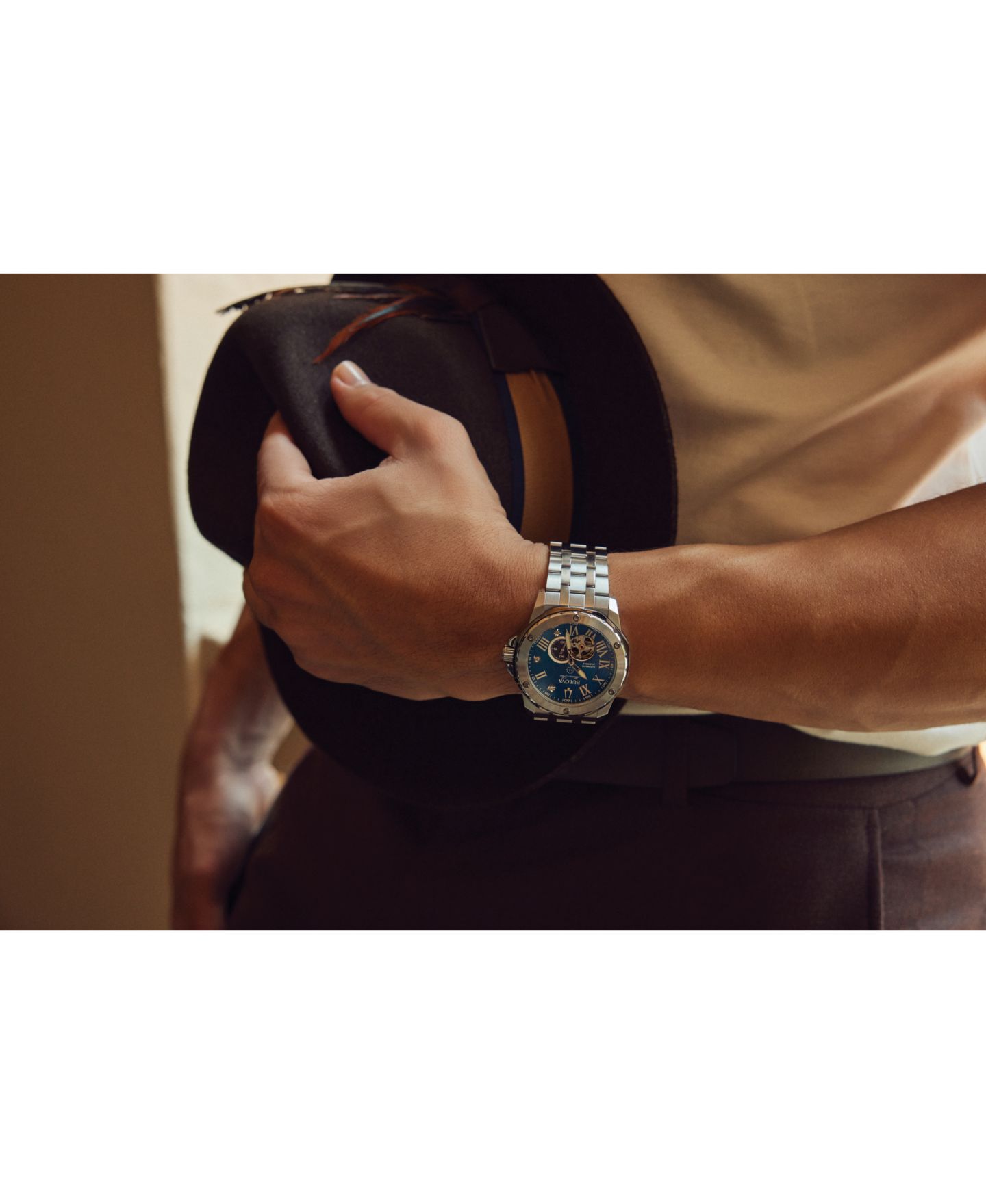 Мужские часы Bulova Automatic Marine Star Marc Anthony Stainless Steel Bracelet Watch 45mm — фото 5