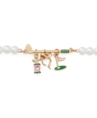 Faux Stone Golf Charm Mother of Pearl Strand Bracelet