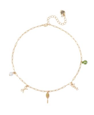 Faux Stone Tennis Charm Bib Necklace