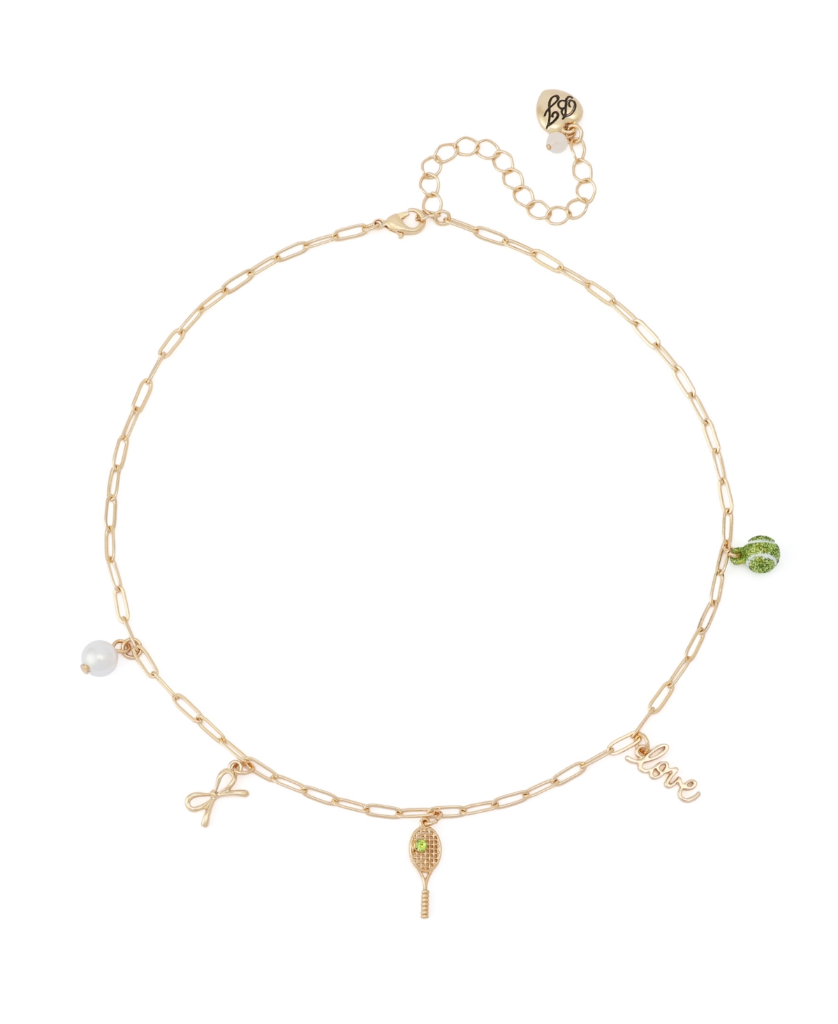 Betsey Johnson Faux Stone Tennis Charm Bib Necklace - Green