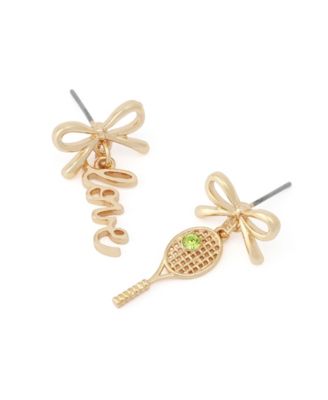 Faux Stone Tennis Racquet Love Mismatch Earrings