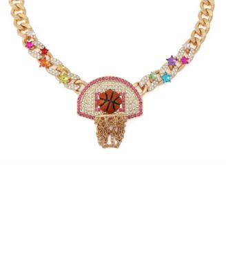 Faux Stone Basketball Pendant Statement Necklace