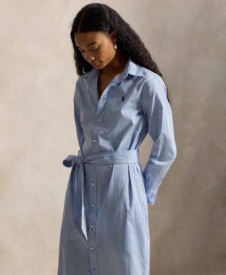 Women's Long-Sleeve Collared Shirt Dress