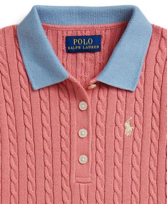 Girls' 2T-6X Mini-Cable Polo Collar Sweater Dress