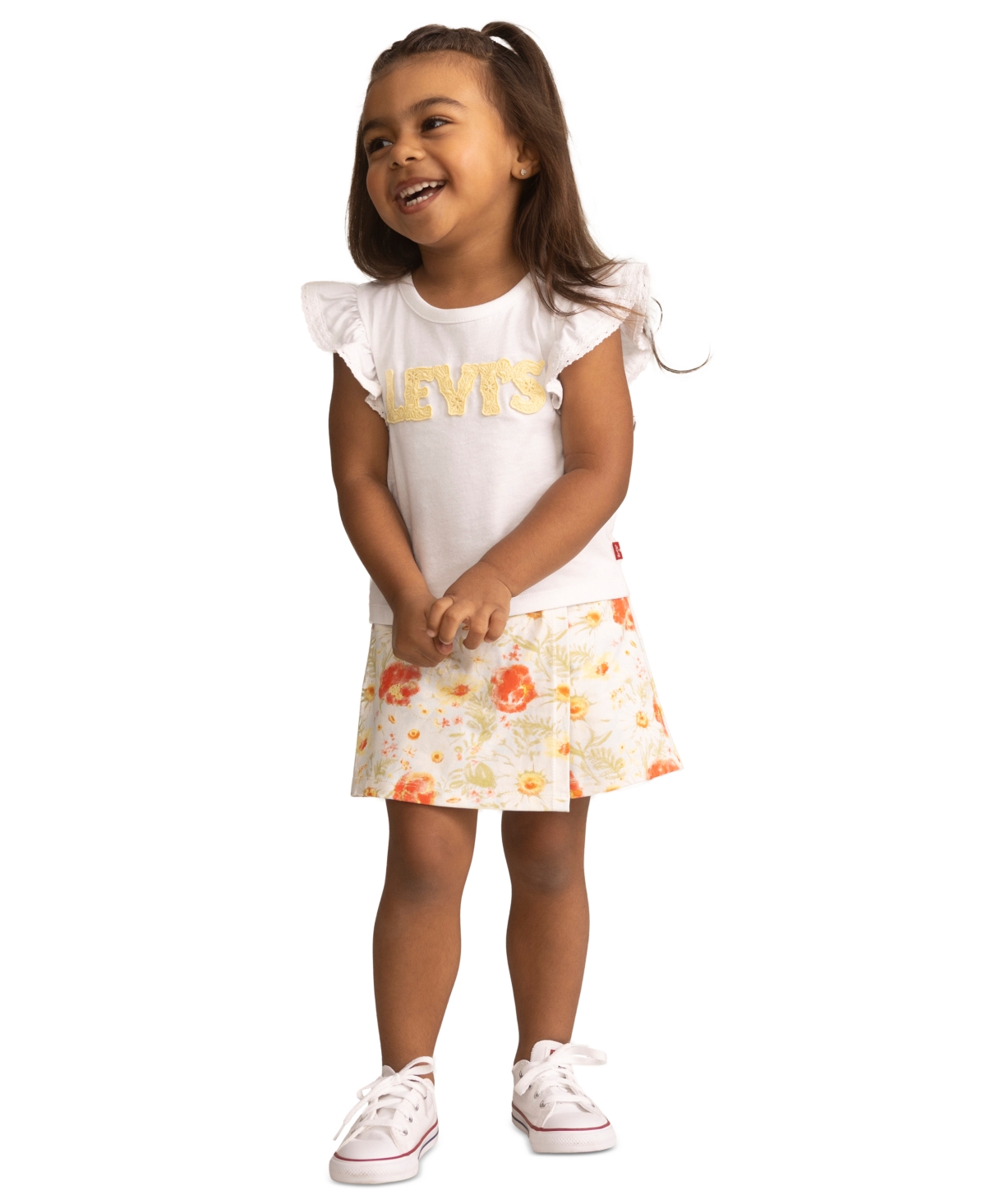 Levi's Girls' 4-6X Ruffle Knit Top and Skort, 2-Piece Set