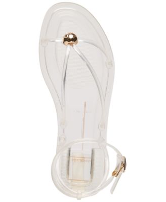 Women's Kenley Vinyl Strappy Jewelry Stud Flat Sandals