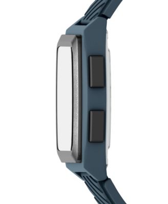 Armani Exchange Men's LCD Blue Silicone Watch, 42mm