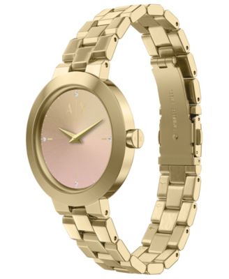 Armani Exchange Women's Quartz Two-Hand Gold Stainless Steel Watch, 36mm