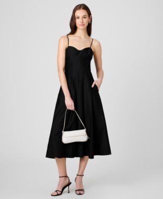 Women's Sateen Pleated Midi Dress