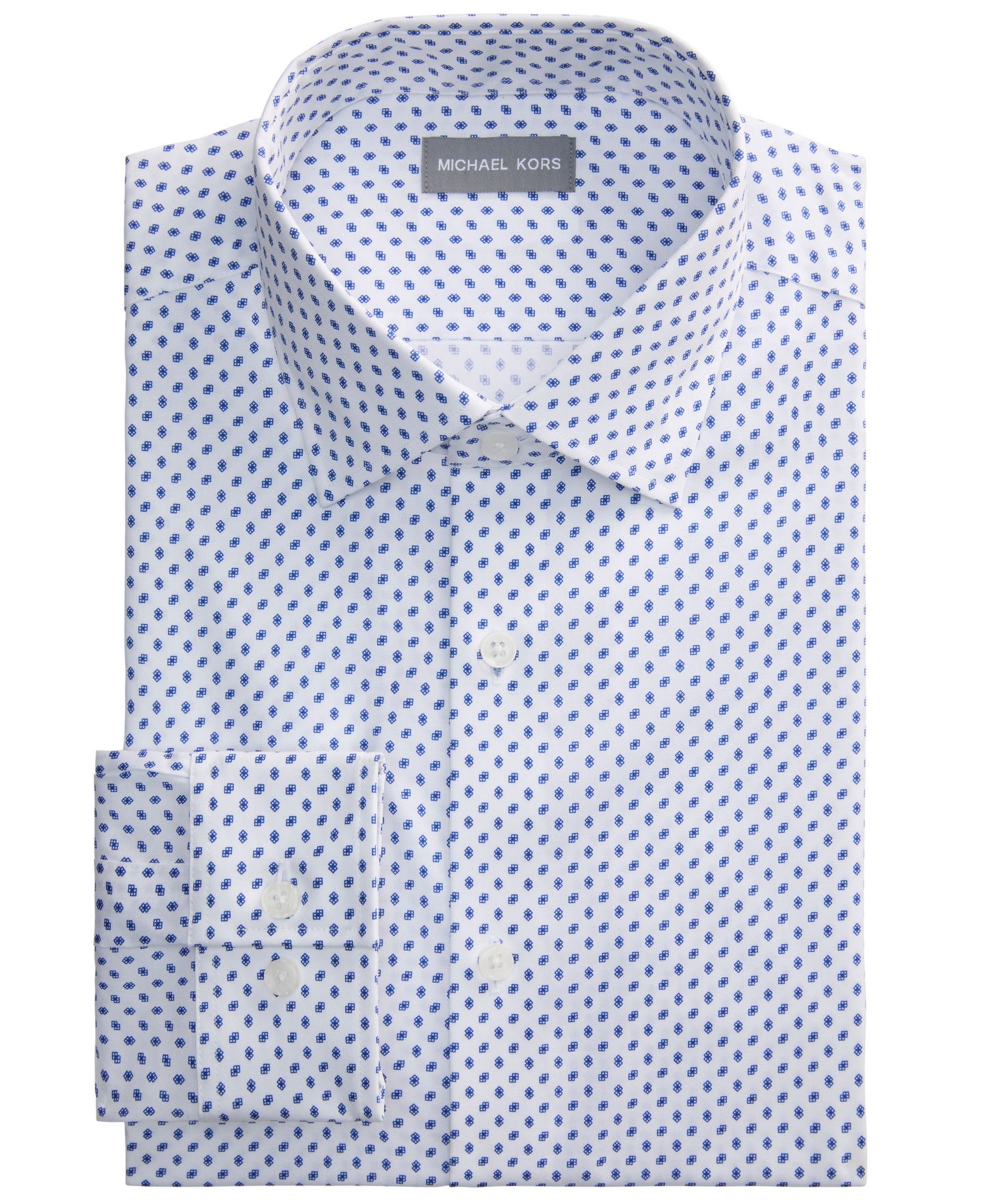 Мужская рубашка Michael Kors Comfort Stretch Dress Shirt, цвет: Тёмно-синий / Белый — фото 4