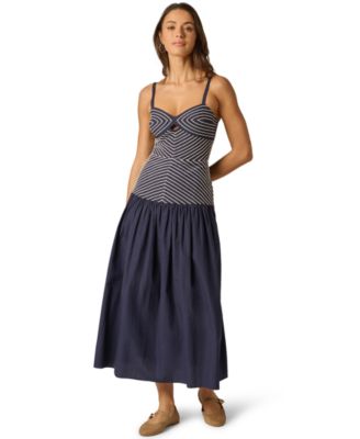 Women's Drop Waist Sweetheart Midi Dress