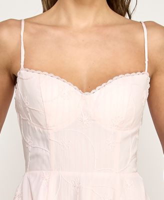 Juniors' Sweetheart Embroidered Midi Dress