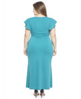 Plus Size Tulip Hem Faux Wrap Maxi Dress