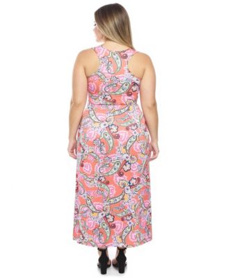 Plus Size Paisley Racerback Tank Maxi Dress
