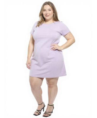 Plus Size Solid Round Neck Shift Dress