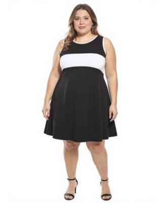 Plus Size Round Neck Soft Flare A-Line Dress